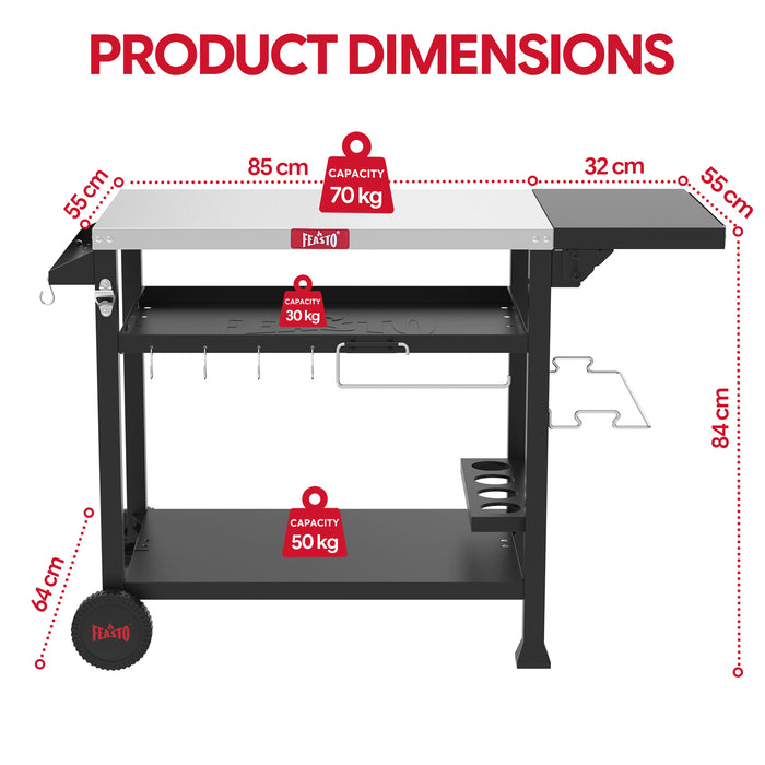 Feasto Outdoor Grill Table Cart, Pizza Oven Stand with Cover