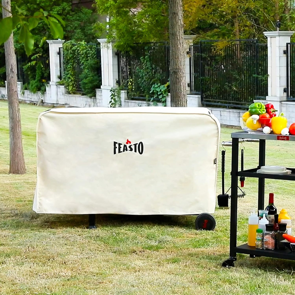 Feasto Outdoor Grill Table Cart, Pizza Oven Stand with Cover