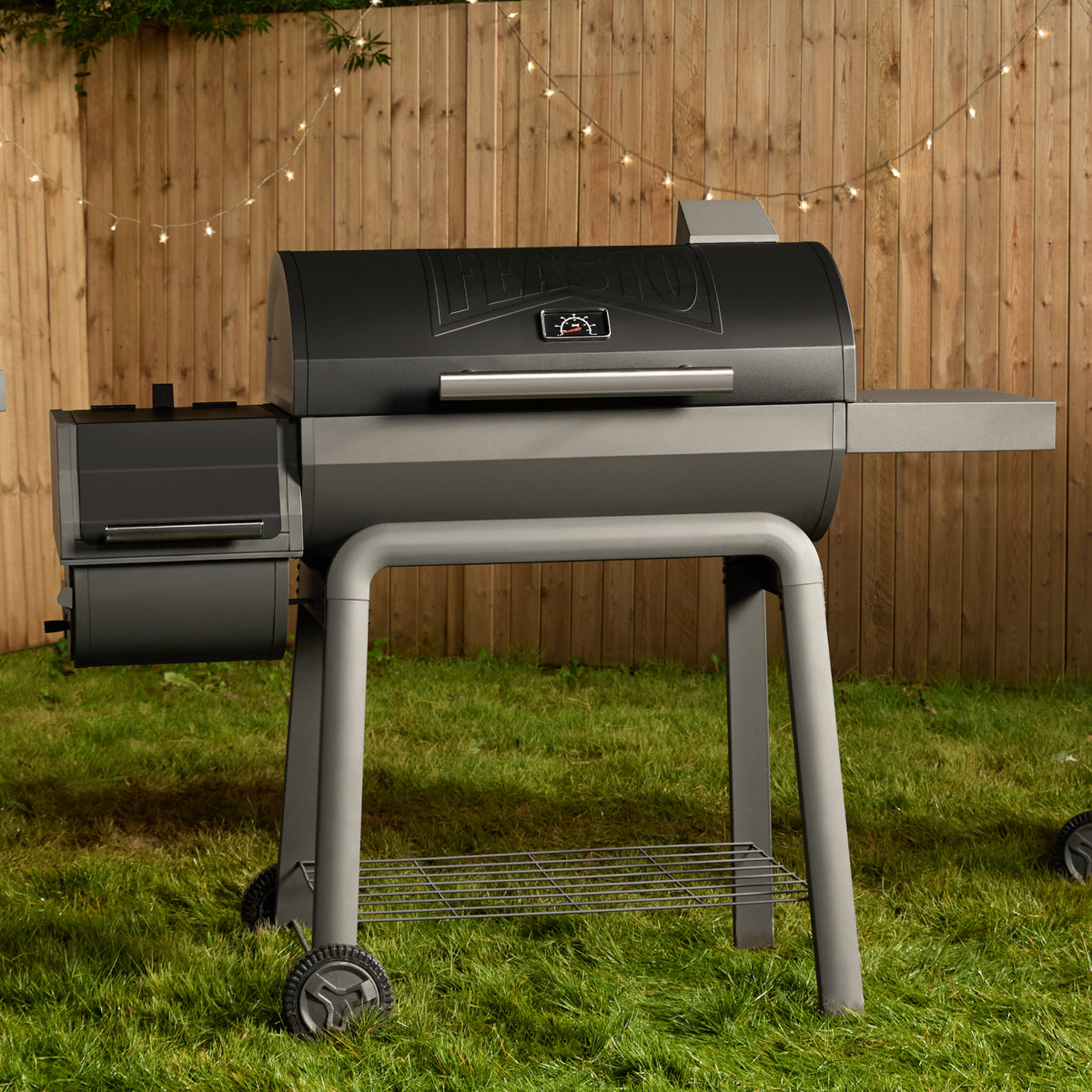 FEASTO 30" Heavy-Duty Charcoal Grill with Offset Smoker & Cover (Black)