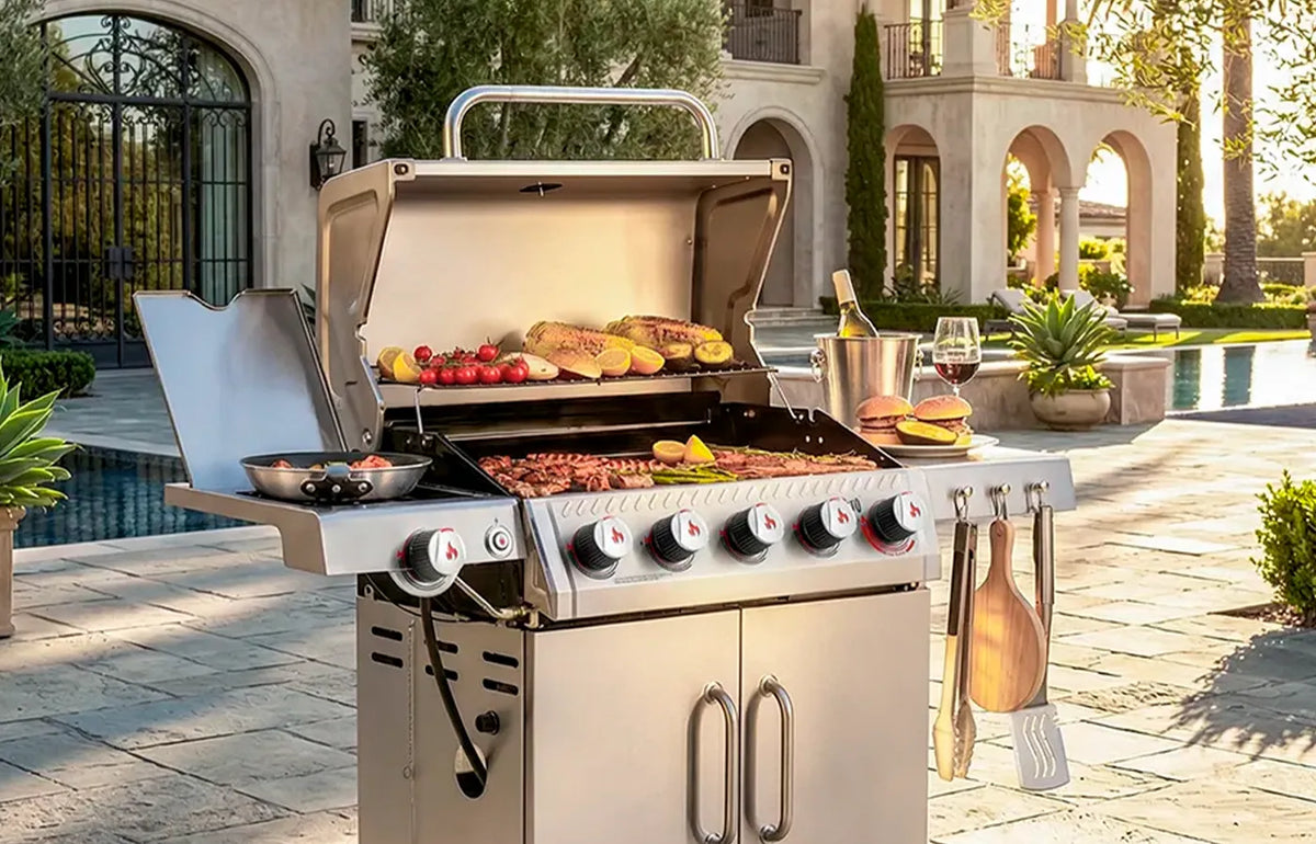 Stainless Steel 5-Burner Gas Grill with Sear Burner & Side Burner