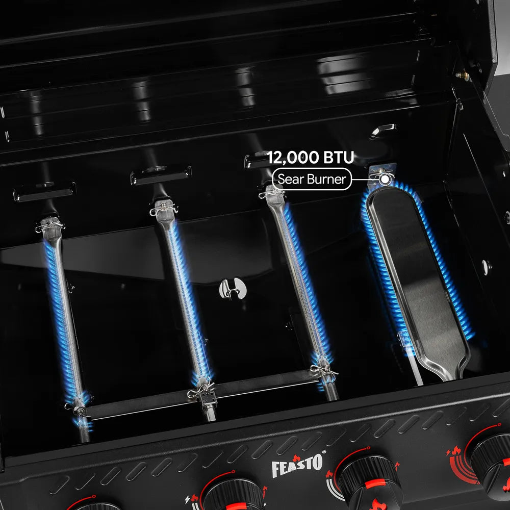 4-Burner Gas Grill with Side Burner & Lockable Swivel Casters