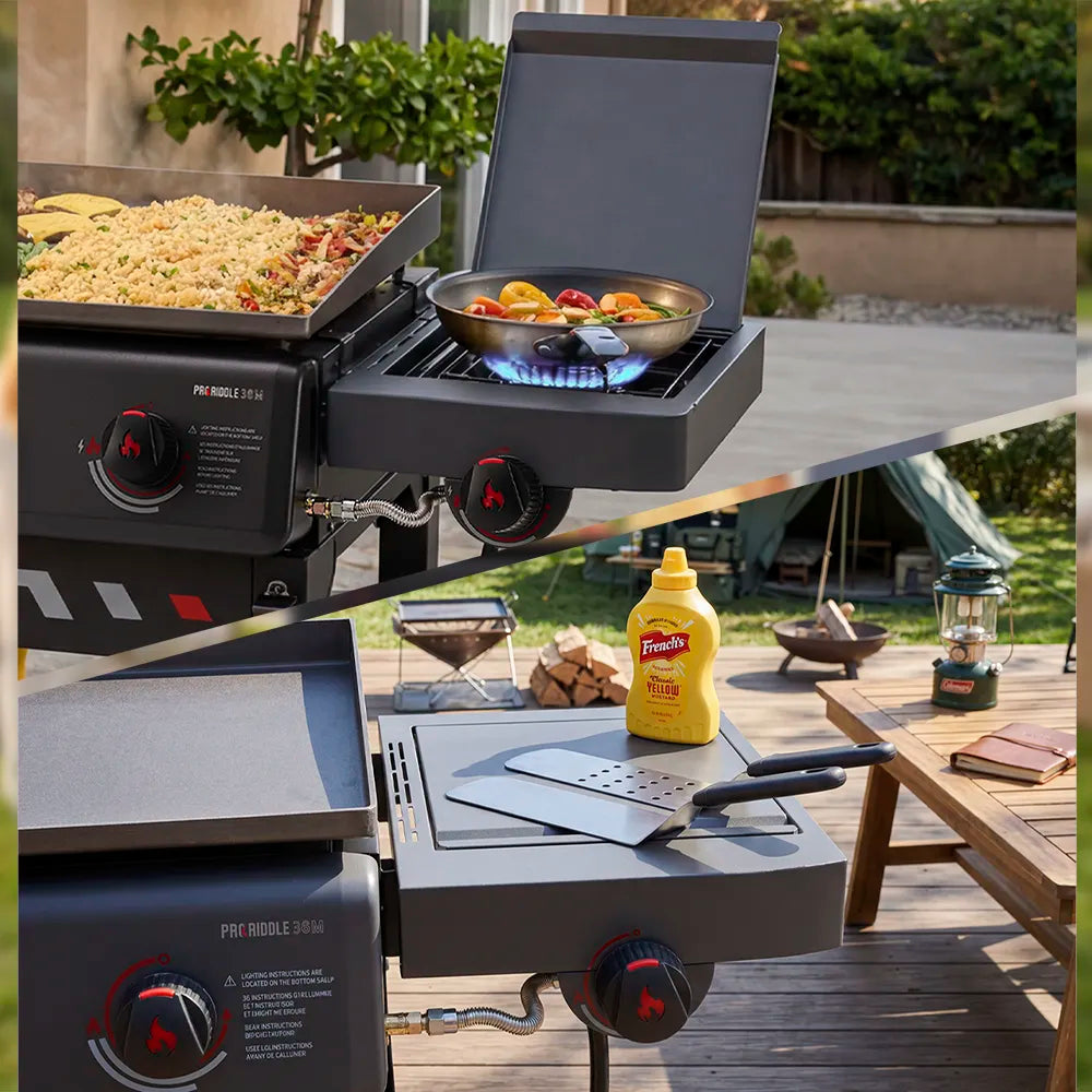 4-Burner Gas Griddle with Side Burner
