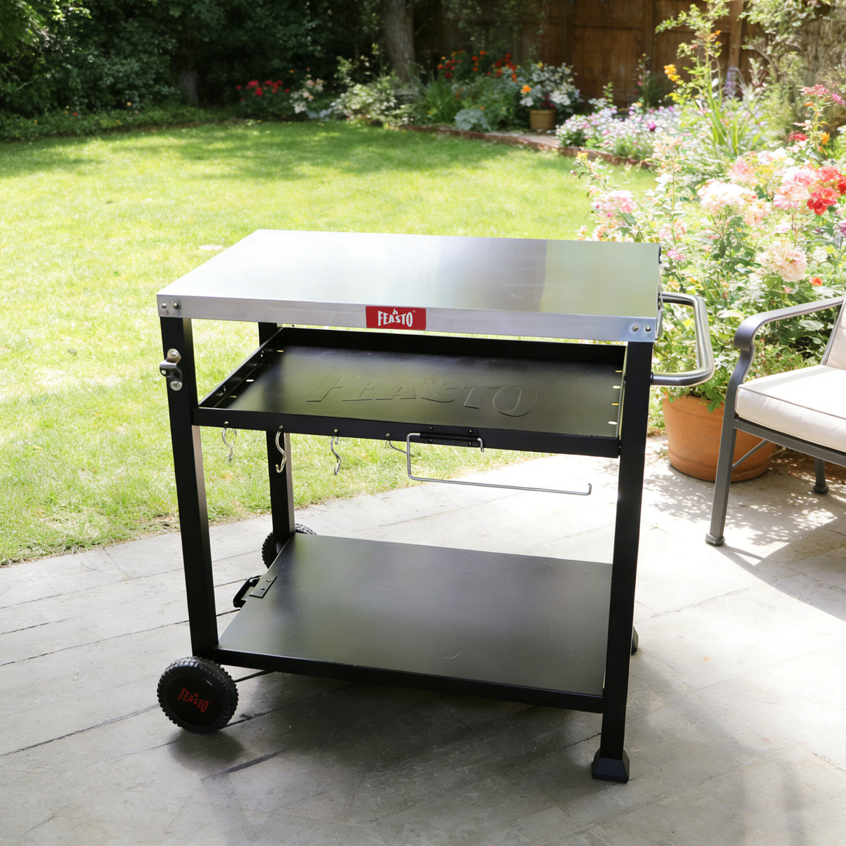 Feasto Three-Shelf Movable Food Prep and Work Cart Table,Cover Included