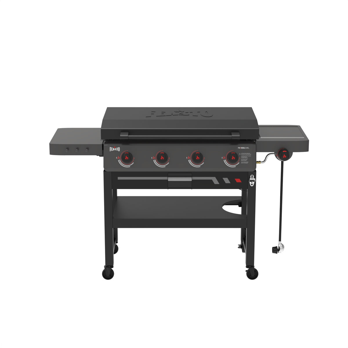 4-Burner Gas Griddle with Side Burner & Hood
