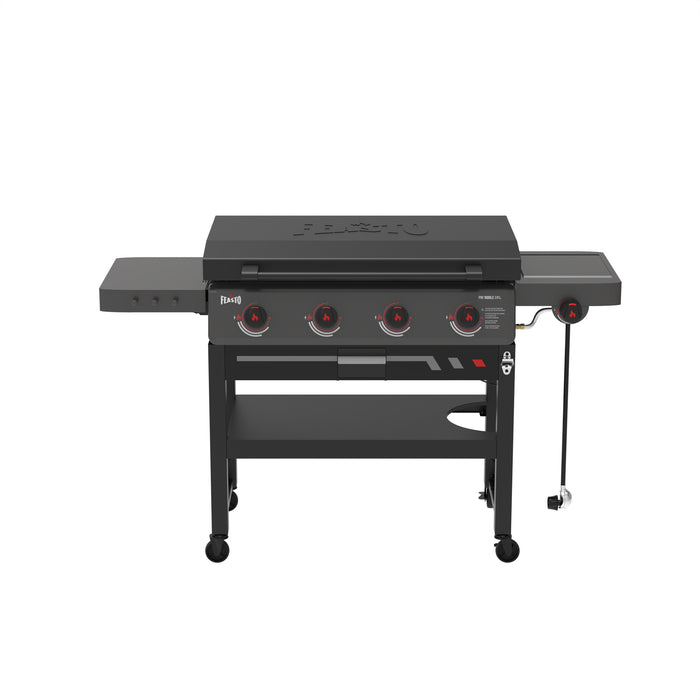 4-Burner Gas Griddle with Side Burner & Hood