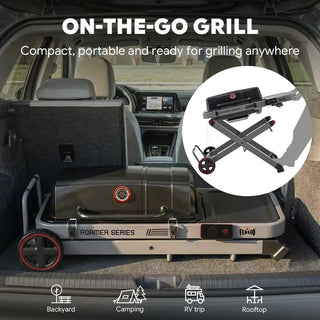 Portable Gas Grill with Foldable Cart