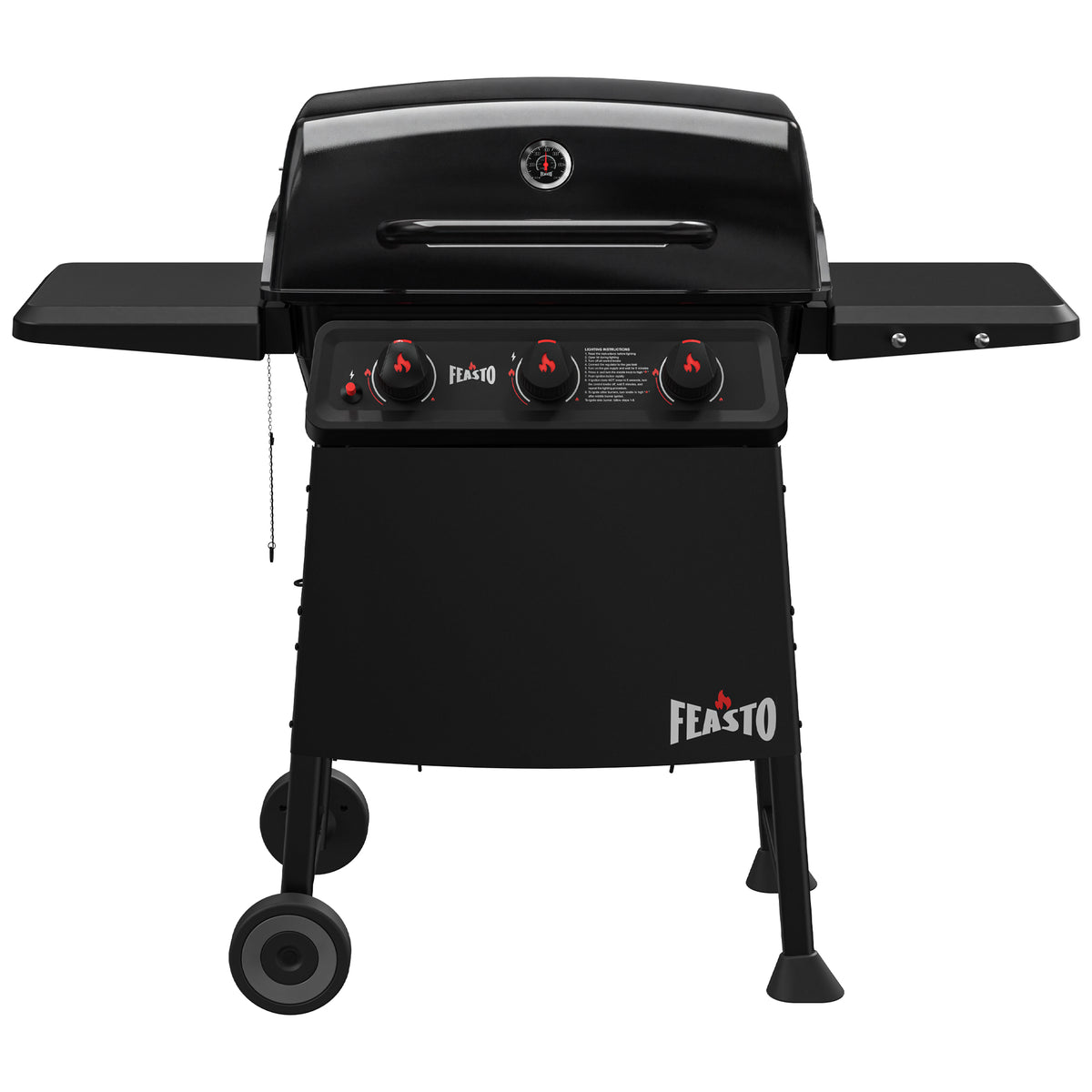 3-Burner Gas Grill with Dual Side Shelves