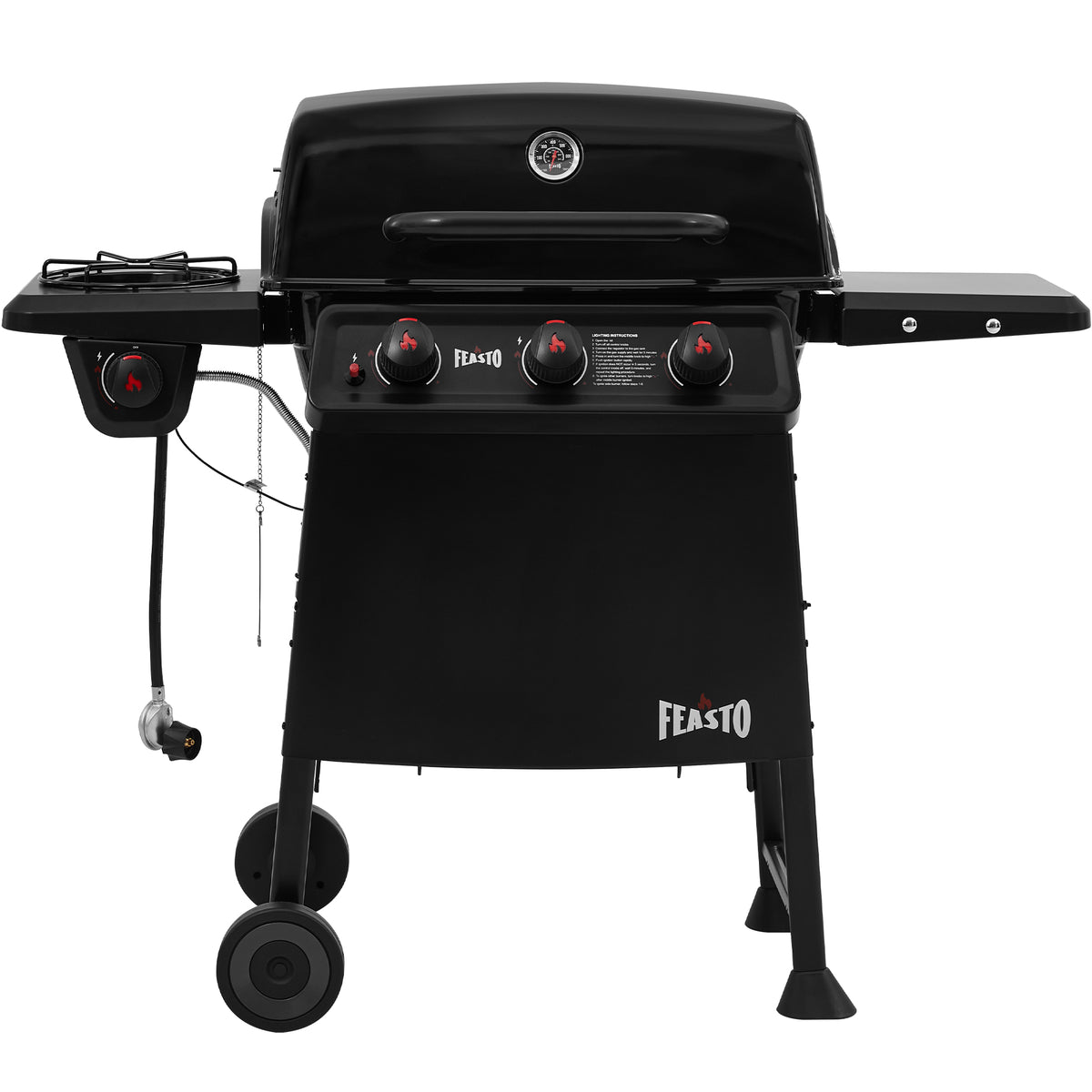 3-Burner Gas Grill with Side Burner and Side Table