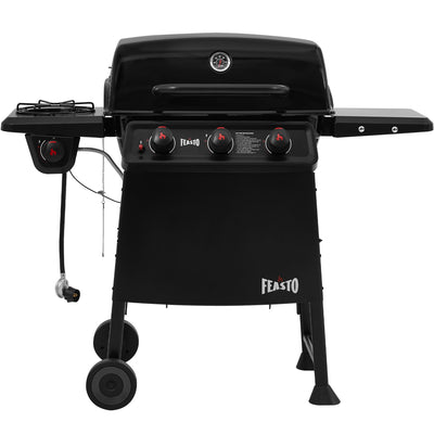 3-Burner Gas Grill with Side Burner and Side Table