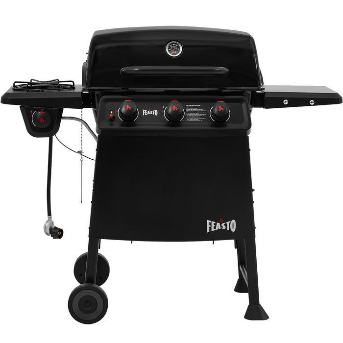 3-Burner Gas Grill with Side Burner and Side Table