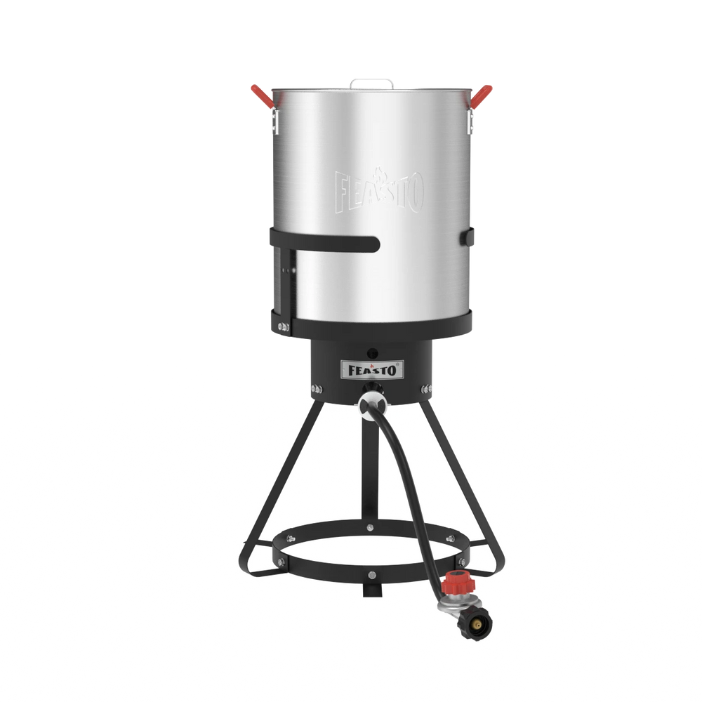 30 Qt Outdoor Turkey Fryer & Seafood Boiler Kit with Triangular Base Contour 360 view