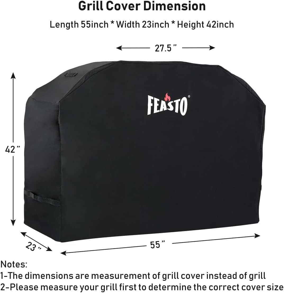 FEASTO 30" Heavy-Duty Charcoal Grill with Offset Smoker & Cover (Black)