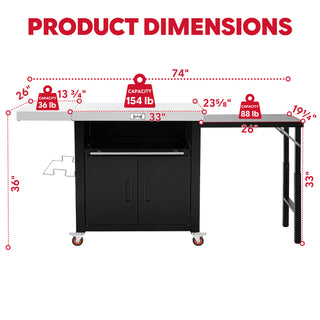 FEASTO Movable Stainless Steel Kitchen Island with Cover & Drop Leafs