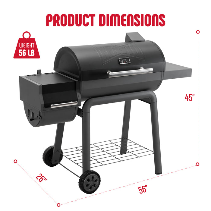 FEASTO 30" Heavy-Duty Charcoal Grill with Offset Smoker & Cover (Black)