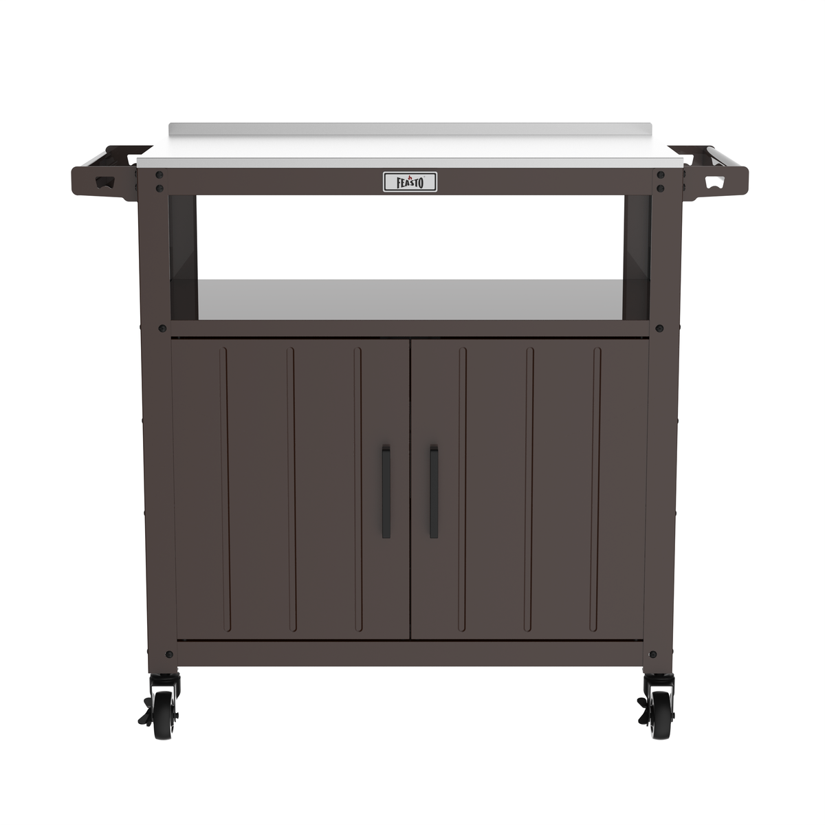 Outdoor Grill Cart with Raised-Edge Top