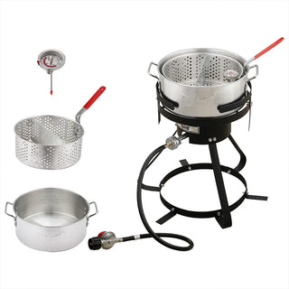 10 Qt Outdoor Gas Fish Fryer Pot Kit with Adjustable Regulator