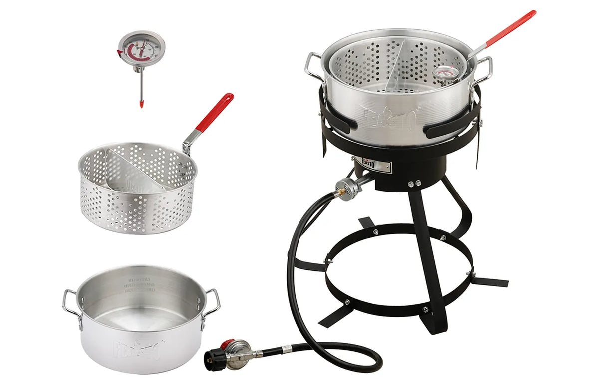10 Qt Outdoor Gas Fish Fryer Pot Kit with Adjustable Regulator
