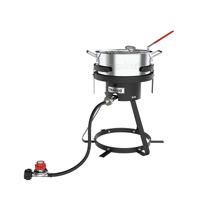 10 Qt Outdoor Gas Fish Fryer Pot Kit with Adjustable Regulator