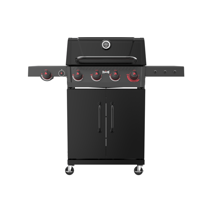 4-Burner Gas Grill with Side Burner & Lockable Swivel Casters
