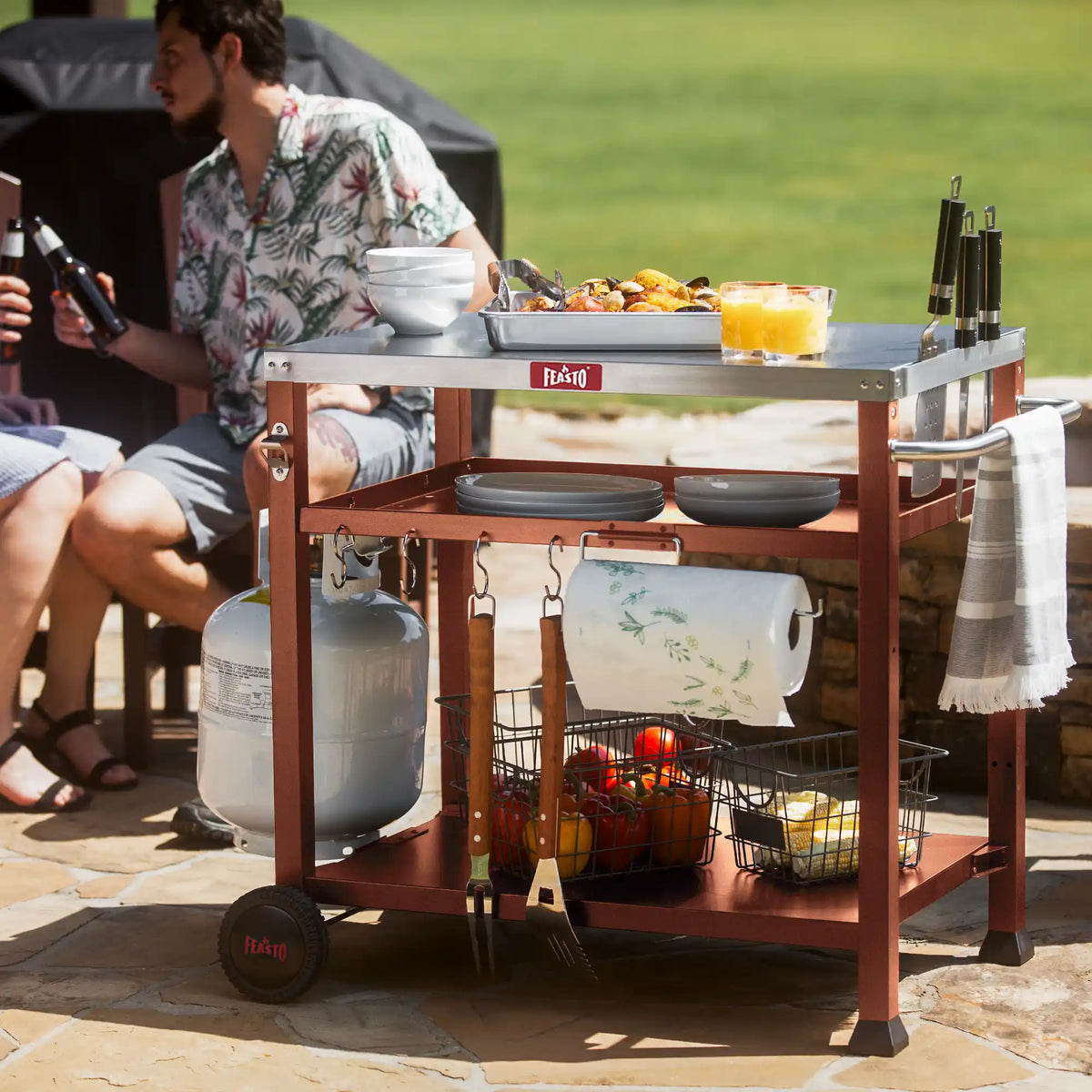 Outdoor Grill Cart with Multi-Function Storage
