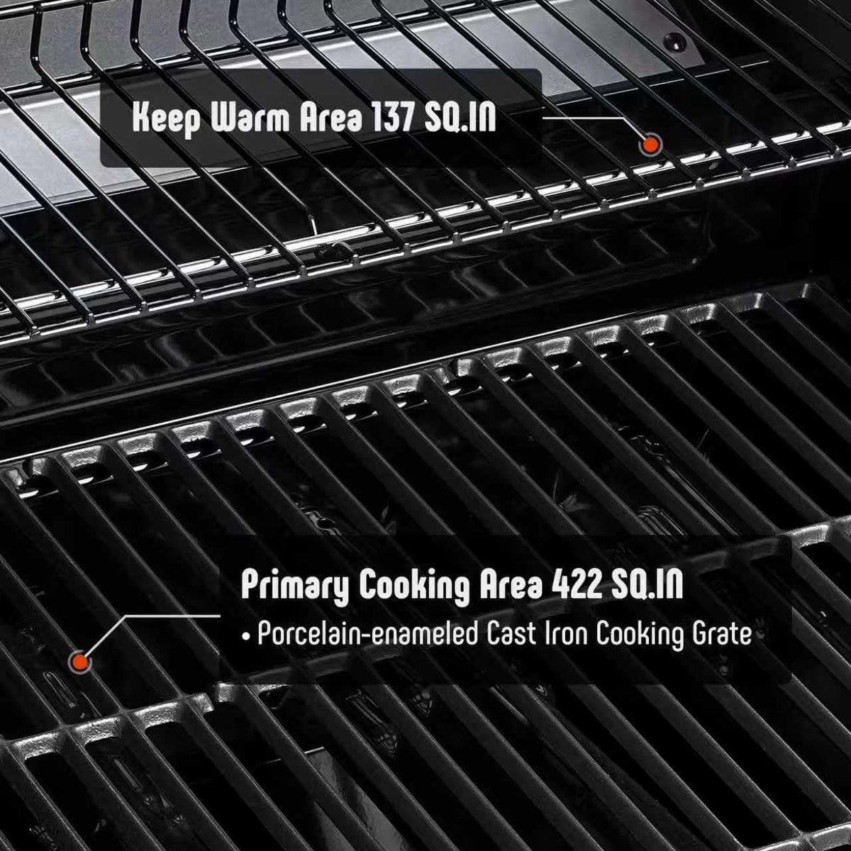 FEASTO Premium 4+1 Burner Gas Grill with Porcelain Cast Iron Grates & Cover