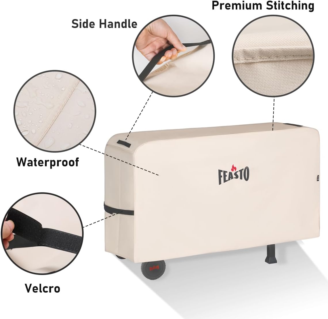 Feasto Three-Shelf Movable Food Prep and Work Cart Table,Cover Included