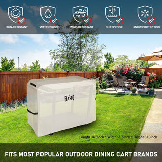 FEASTO Premium Waterproof Dining Cart Cover, Beige (34.3" x 16.5" x 31")
