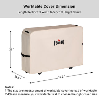 FEASTO Premium Waterproof Dining Cart Cover, Beige (34.3" x 16.5" x 31")