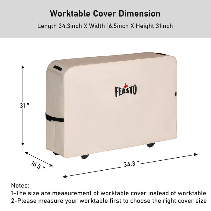 FEASTO Premium Waterproof Dining Cart Cover, Beige (34.3" x 16.5" x 31")