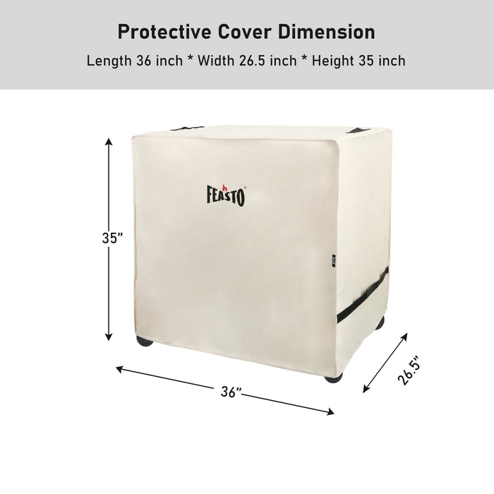 Feasto Outdoor Dining Cart,Grill Cover for Feasto 3-Shelf Outdoor Steel Table Cart, Heavy Duty Waterproof Beige (L36”xW26.5”x H35”)