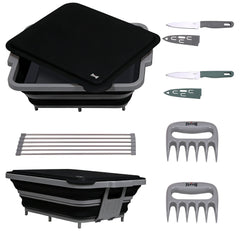 Collapsible BBQ Prep Tub & Wash Station Set for Outdoor Cooking
