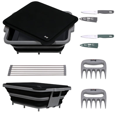 Collapsible BBQ Prep Tub & Wash Station Set for Outdoor Cooking