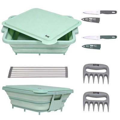Collapsible BBQ Prep Tub & Wash Station Set for Outdoor Cooking