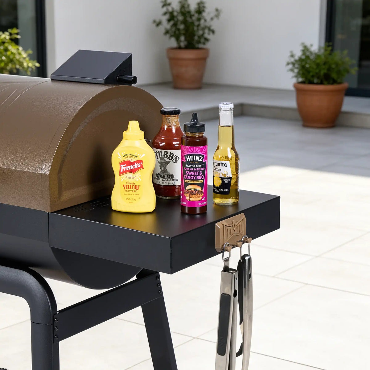 Golden Charcoal Grill with Side Table