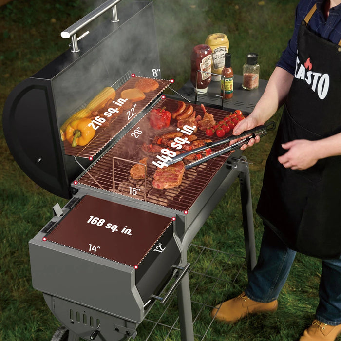 Charcoal Grill with Offset Smoker & Side Table