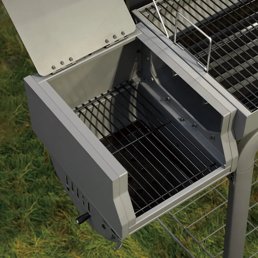 Charcoal Grill with Offset Smoker & Side Table