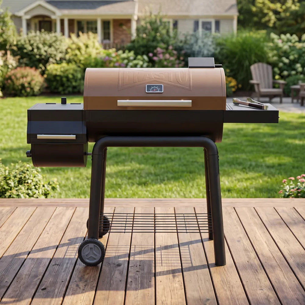 Golden Charcoal Grill with Offset Smoker