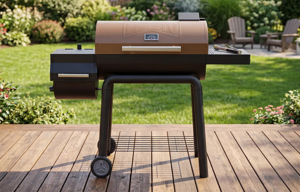 Golden Charcoal Grill with Offset Smoker