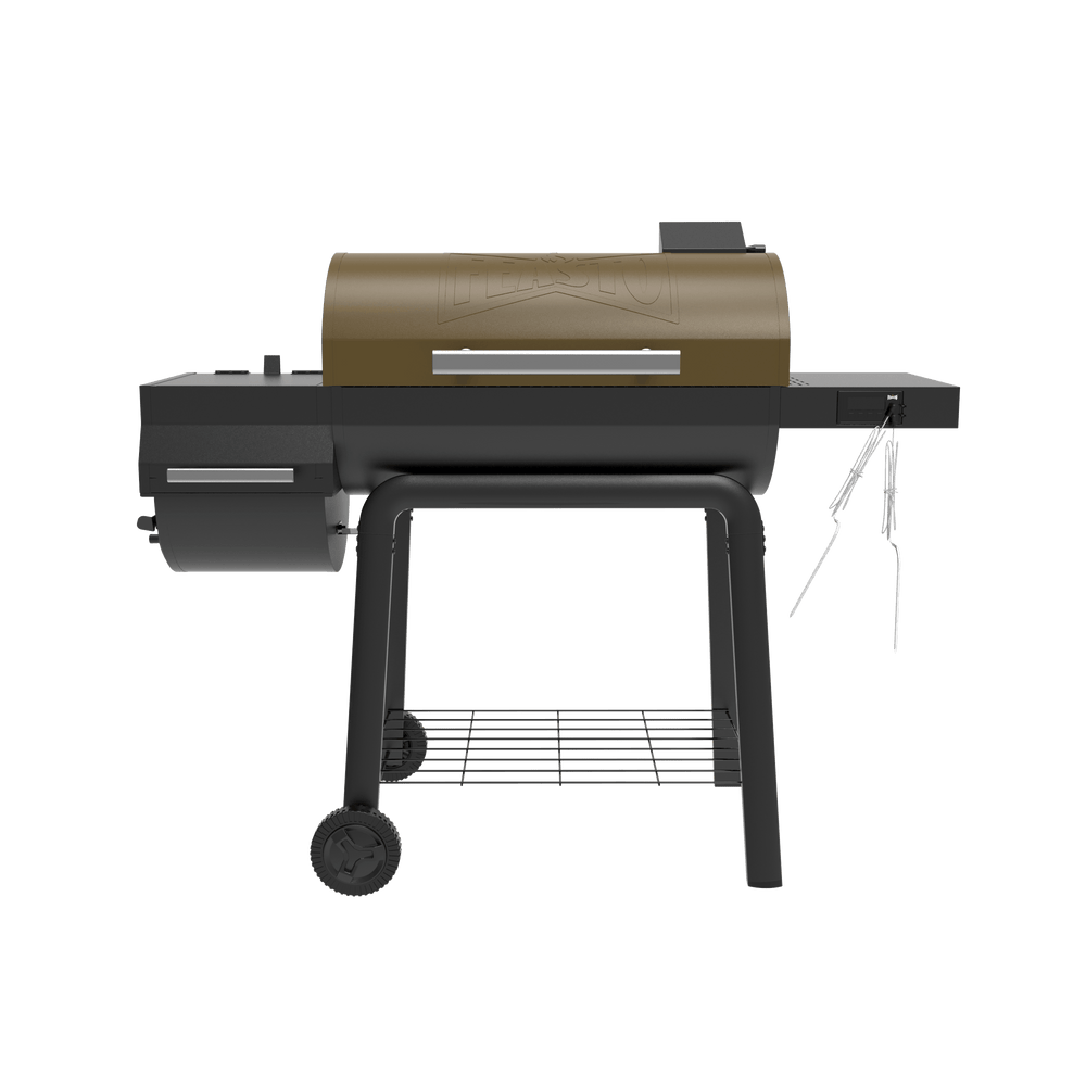 Golden Charcoal Grill with Digital Display & Offset Smoker 360 view
