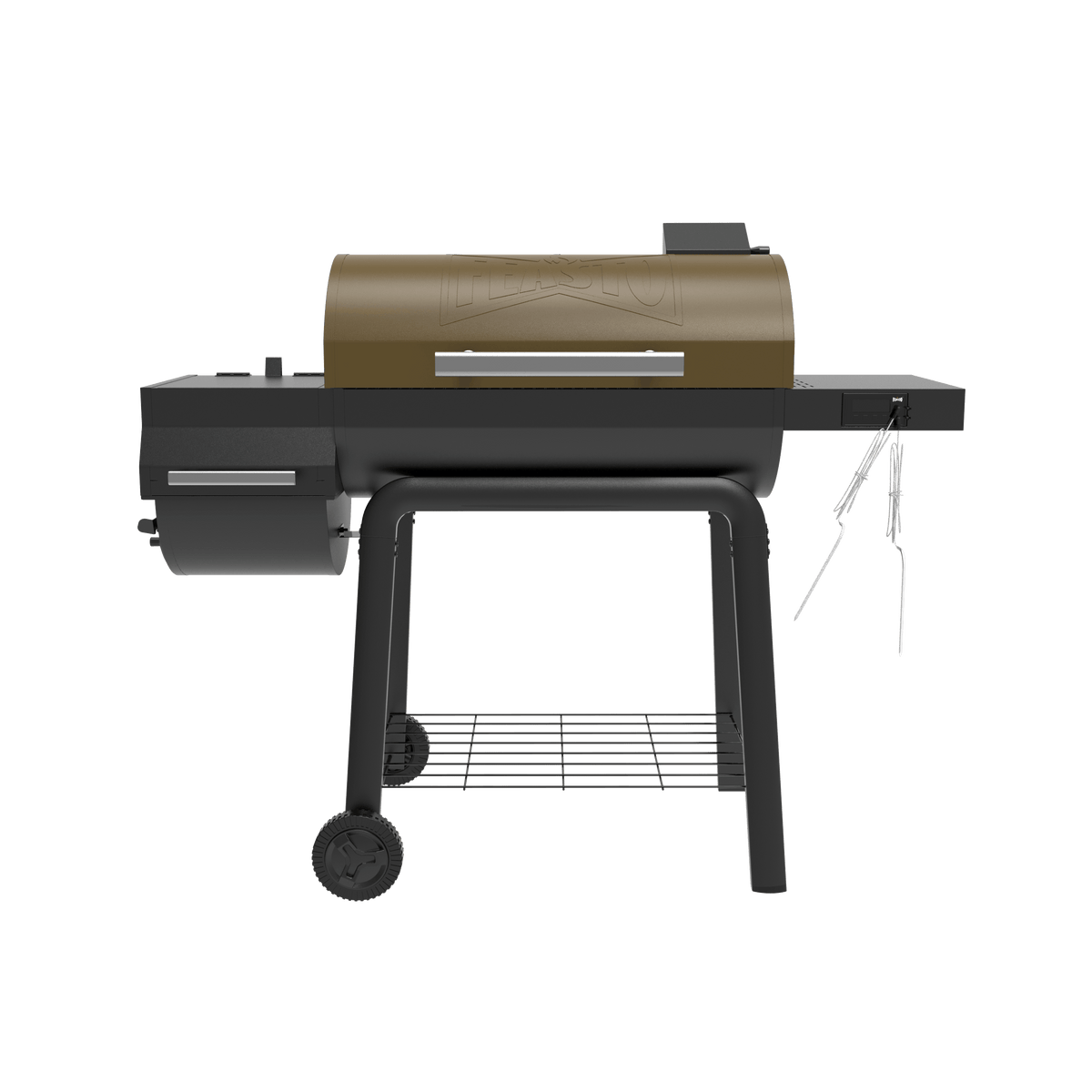 Golden Charcoal Grill with Digital Display & Offset Smoker