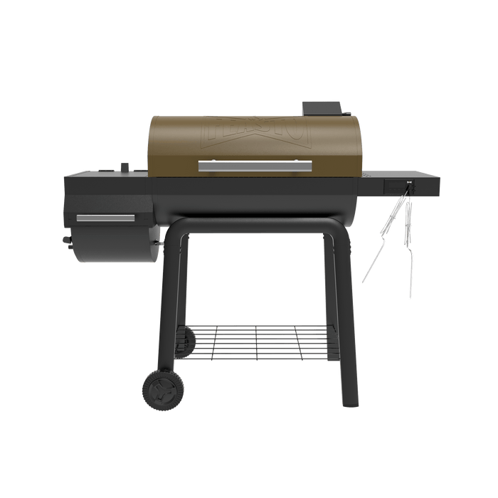 Golden Charcoal Grill with Digital Display & Offset Smoker