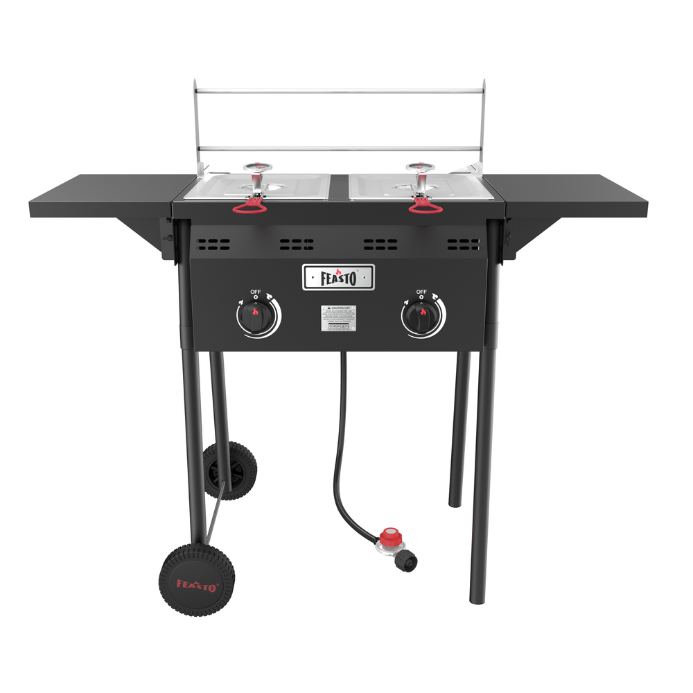 4-Gal Outdoor Deep Fryer  with Movable Cart 360 view
