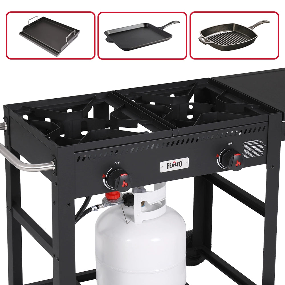 30 Qt Movable Outdoor Deep Fryer with Dual Tanks