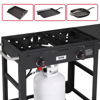 30 Qt Movable Outdoor Deep Fryer with Dual Tanks