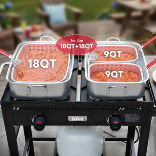 30 Qt Movable Outdoor Deep Fryer with Dual Tanks