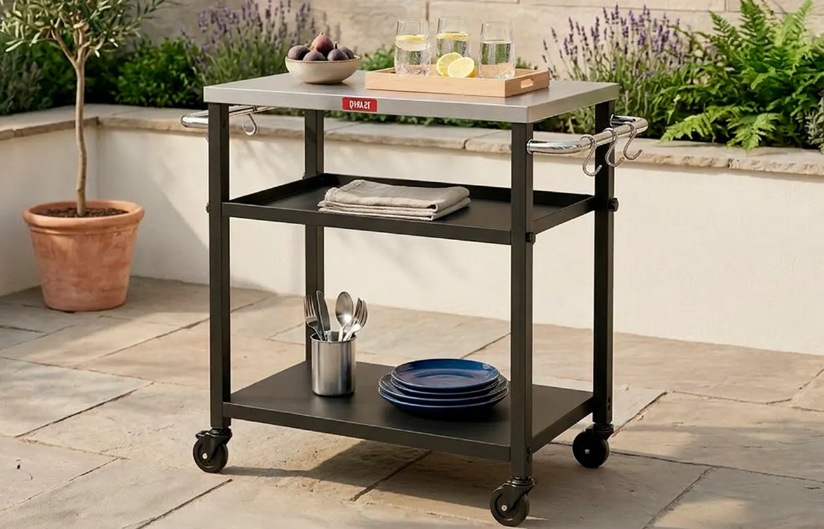 Outdoor Grill Cart with Adjustable Shelves