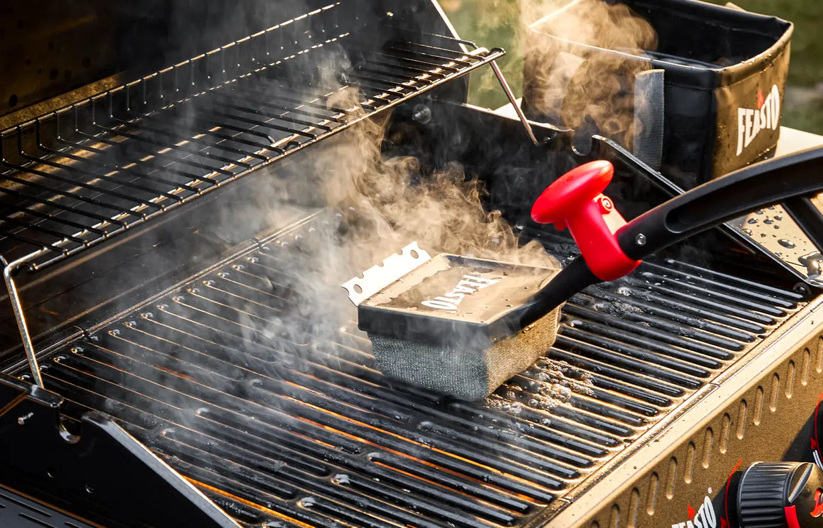 Bristle-Free Steam Grill Brush with Interwoven-Tech & Scraper