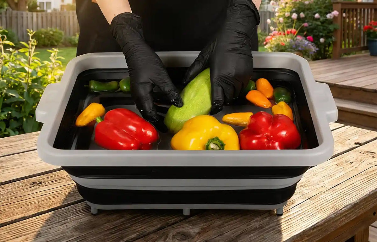 Collapsible BBQ Prep Tub & Wash Station Set for Outdoor Cooking