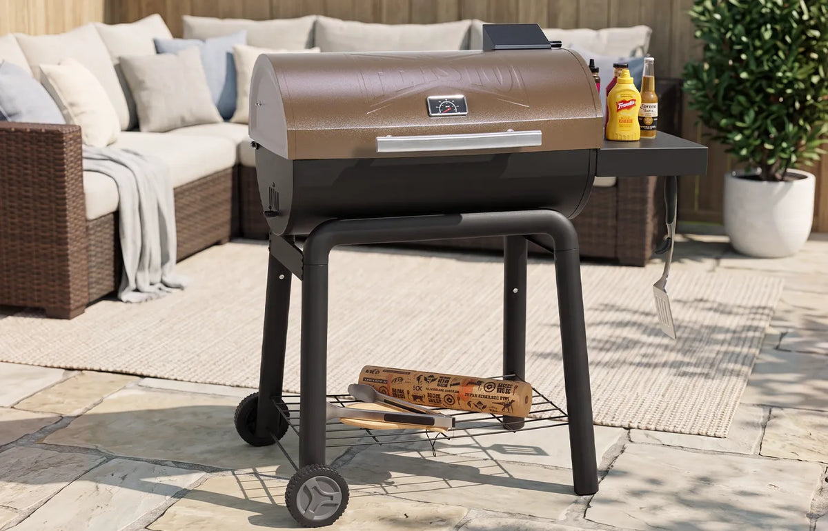 Golden Charcoal Grill with Side Table