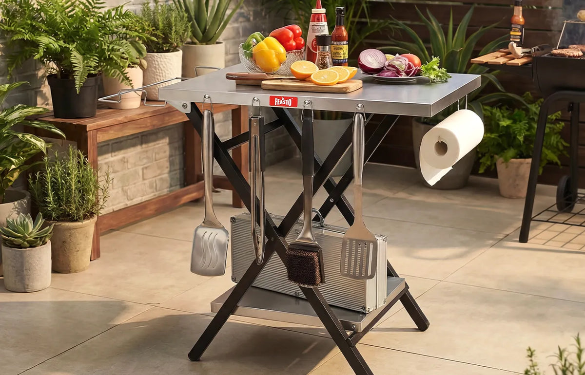 Grill Cart with Foldable Tripod Frame